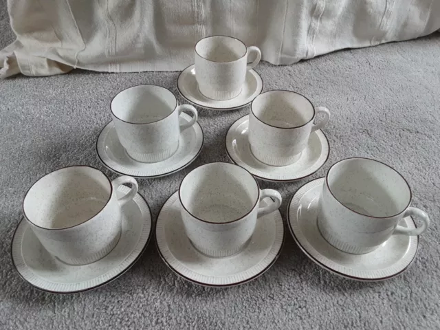 Vintage Poole Pottery Parkstone pattern: 6 x Tea / coffee Cup & Saucers