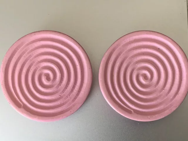 Huge French Creator Clip-on Earrings - Pop Art Pink disk, Spiral design 2