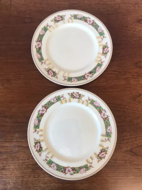 Two Vintage Myott Staffordshire Porcelain Entree Plates Art Deco