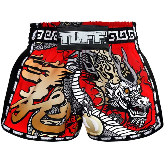 Tuff Chinese Dragon Retro Red Muay Thai Shorts