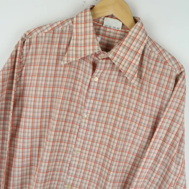 Camicia da uomo vintage anni '70 colletto a scacchi discoteca taglia XL (M541)