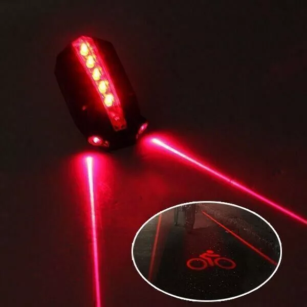 5 LED+2 Laser Fahrrad Licht Rücklicht Sicherheitswarnung Fahrrad Rücklicht //// 3