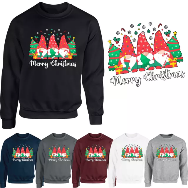 Merry Christmas Mens Sweatshirt Xmas Gnome Dwarf Elf Santa Novelty Gift Jumper