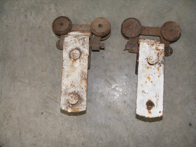 Lot Of 2 Vintage Antique Iron Barn Door Track Roller Hangers #1585
