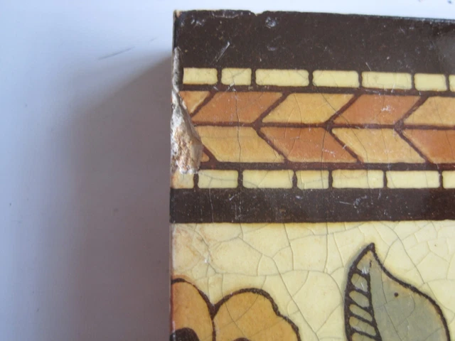 Antique Victorian 6" Square Mintons Arts & Crafts Style Tile C1890 Patt. 2156 3