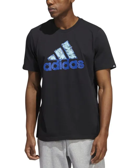 Adidas Men's Size XL All Cotton Sketch Logo Printed Graphic T-Shirt, Black, NwT