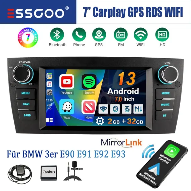 32G Carplay Android 13 Autoradio GPS BT RDS WIFI USB Für BMW 3er E90 E91 E92 E93