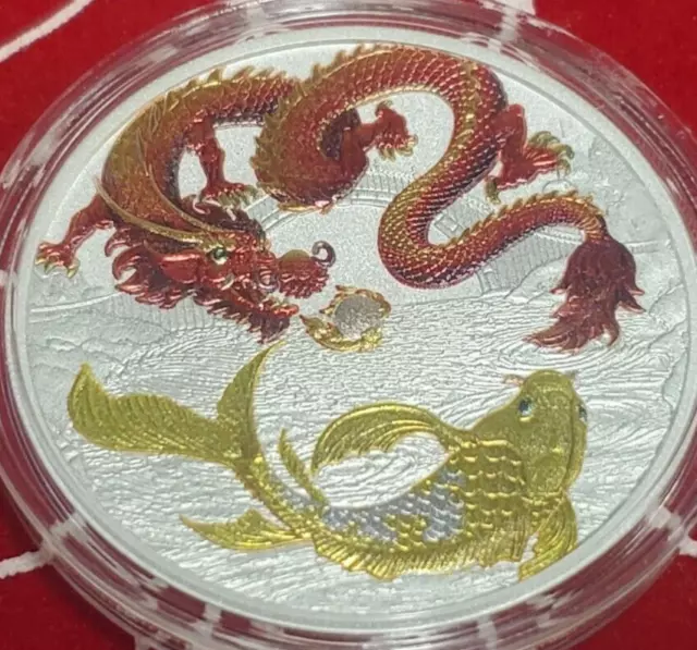 2023 Australia Myths & Legends RED DRAGON & YELLOW KOI 🐟1 Oz Silver Coin💰