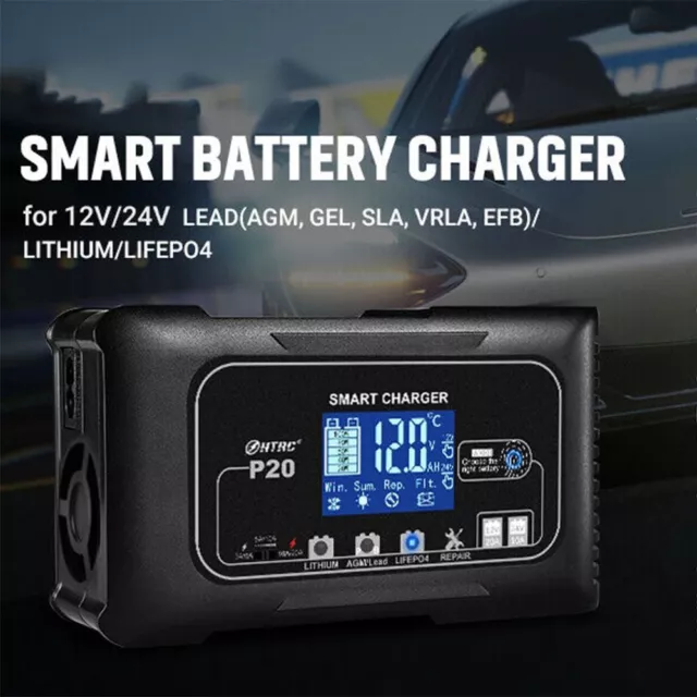  20-Amp Smart Battery Charger,12V/20A and 24V/10A