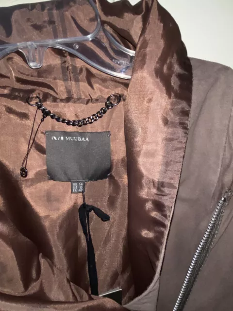 MUUBAA Women’s Lamb Leather “SINOIA”Drape Jacket Bentonite Grey Size 10 $$$