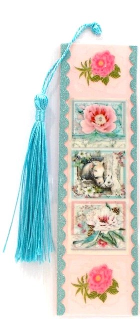 Victorian Horses/Flowers Vintage Unique Exquisite Laminated Bookmake Women