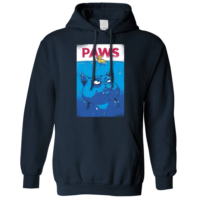 Funny Cat Hoodie Paws The Movie Jaws Parody Movie Poster Hooded Jumper