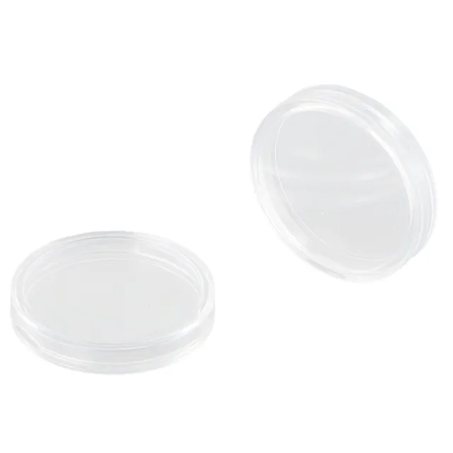 UK 100 Pcs 26mm Clear Round Plastic Coin Holder Containers Storage Box Case Set