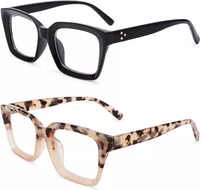 HYCREDI CLASSIC SQUARE Eyewear A5*2pack-（black+leopard Cream） $29.11 ...