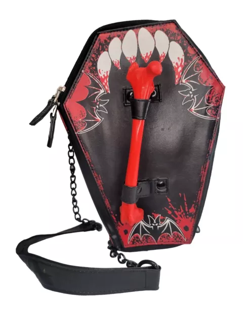 Kreepsville Red & Black 11"  Vampire Coffin Bag Gothic Purse Rare, Punk Novelty