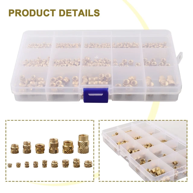 300X/SET THREADED INSERTS M2 M2.5 M3 M5 M6 Insert Nuts Brass Threaded ...