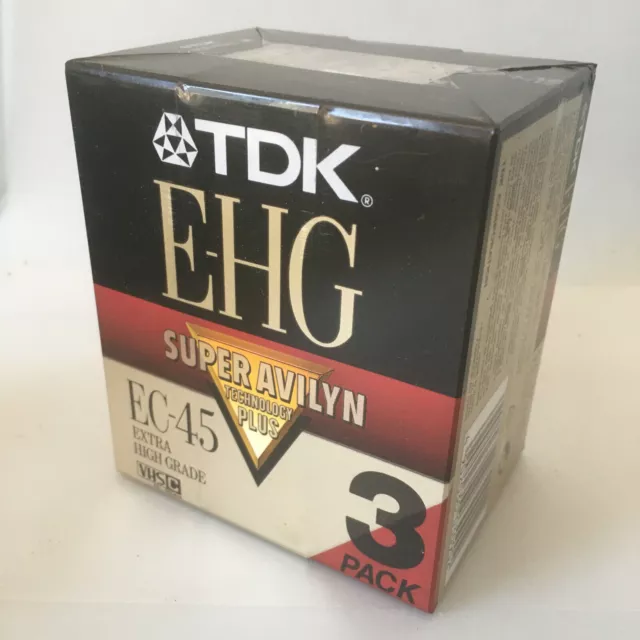 3 Pack TDK E-HG Super Avilyn EC-45 VHSC VHS-C Blank Tape Extra High Grade SEALED
