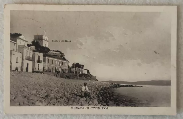 Cartolina Marina Di Pisciotta Salerno Spaiggia Villa Fedullo Viaggiata 1938 Fp