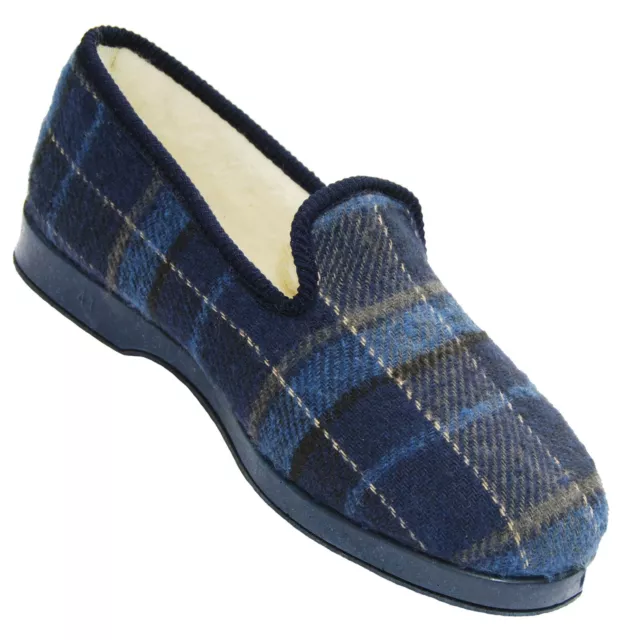 Chaussons charentaises en tartan pour femme - intérieur laine - semelles gomme