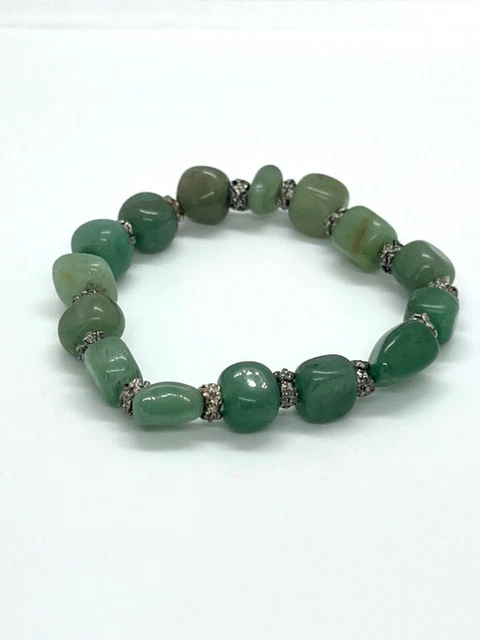 Antik Vintage grüner Edelstein Silber Charms Armband Schmuck Besonderes Stück