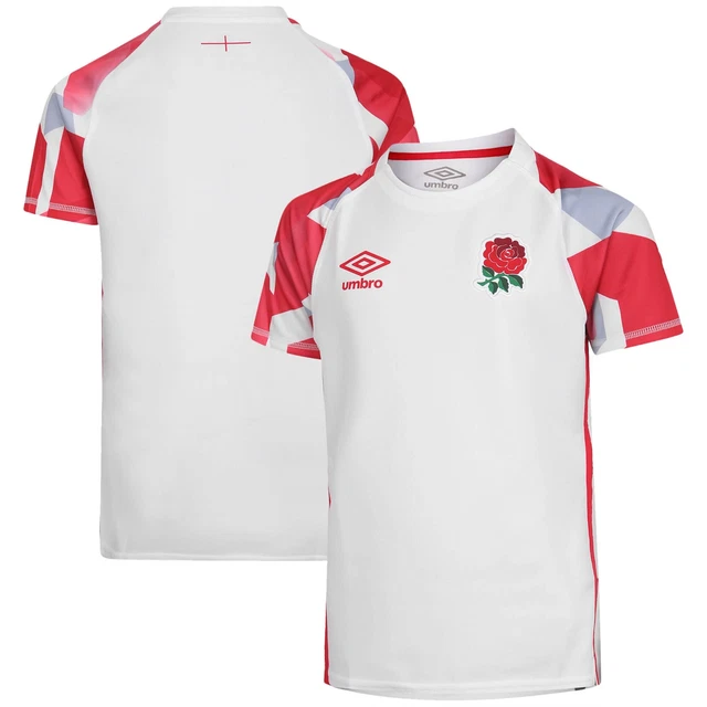 Maglietta England Rugby Bambino (taglia 13-14y) Home Umbro Maniche Corta Maglia 7s - Nuova