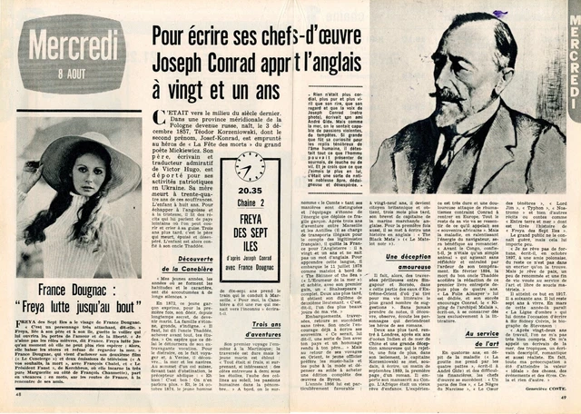 COUPURE DE PRESSE Clipping 1973 Joseph Conrad France Dougnac (2 pages