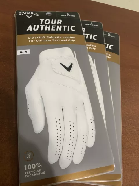 NEW 3 Pack CALLAWAY TOUR AUTHENTIC Right HAND Mens Small Golf GLOVES 3 pack