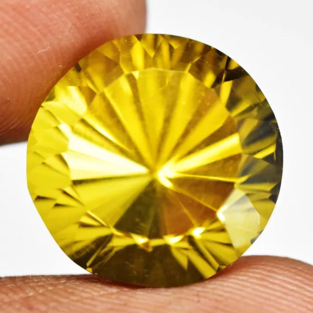 14,95 ct Citrine jaune naturelle ronde concave coupée IGL certifiée pierre...