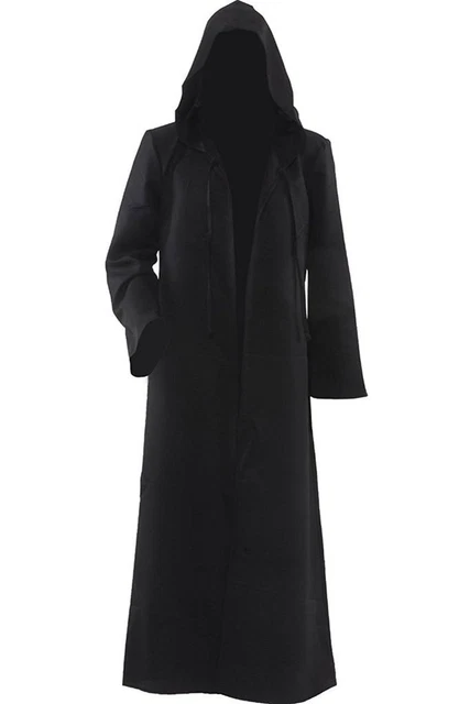Unisex Tunic Halloween Robe Hooded Cloak Costume Black