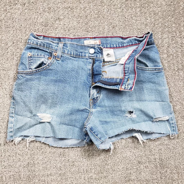 LEVIS Shorts Size 30 Cut Off Blue Jean Denim Distressed Booty 2.5" Tag 12