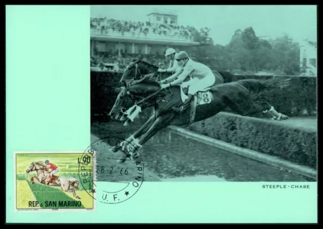 SAN MARINO MK 1966 REITEN REITSPORT PFERD PFERDE HORSE MAXIMUM CARD MC CM am35