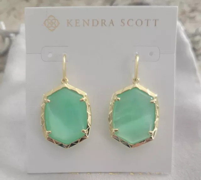 Kendra Scott Daphne Drop Earrings Gold Chalcedony NWT $75!