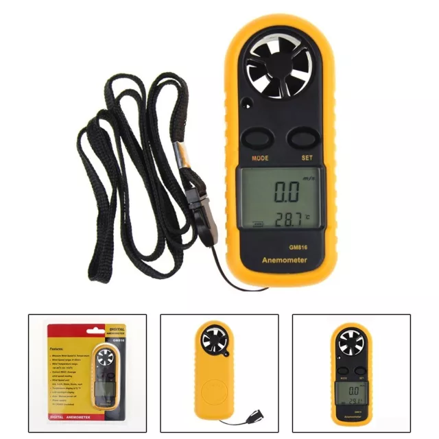Anémomètre numérique LCD thermomètre portable compteur de vitesse du vent te