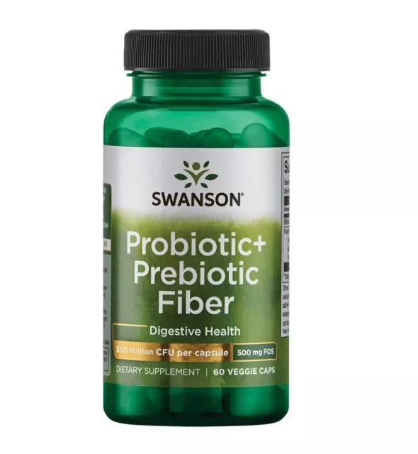 Swanson Probiotic+ Prebiotic Fiber 60 Caps|NutraFlora FOS Bifidobacterium Lactis