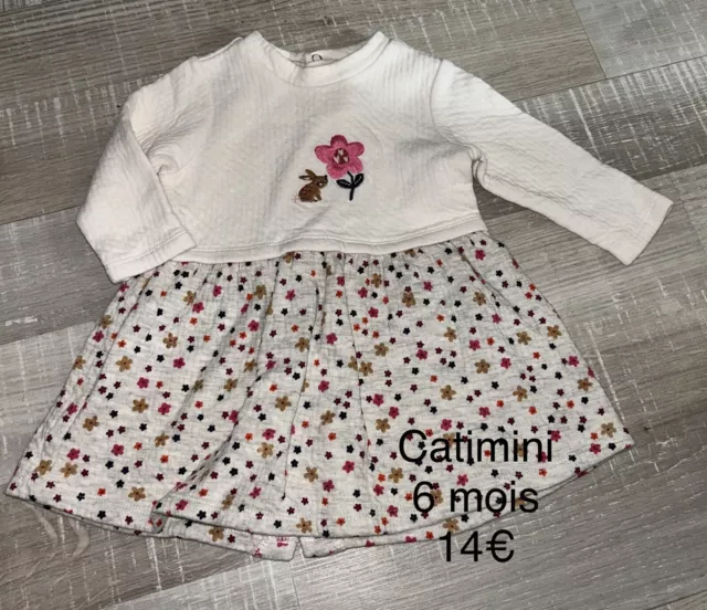 Catimini 6 MOIS FILLE : ROBE Ecrue Fleurie Hiver