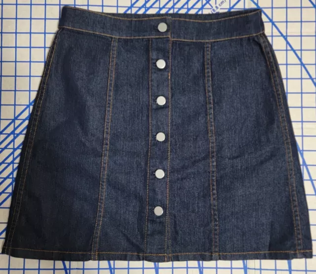 Theory Sinall Denim Button Front A Line Skirt Size 0 Made In USA