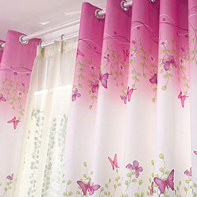 Eyelet Curtains Flower Butterfly Pink Kid Baby Bedroom Curtain New