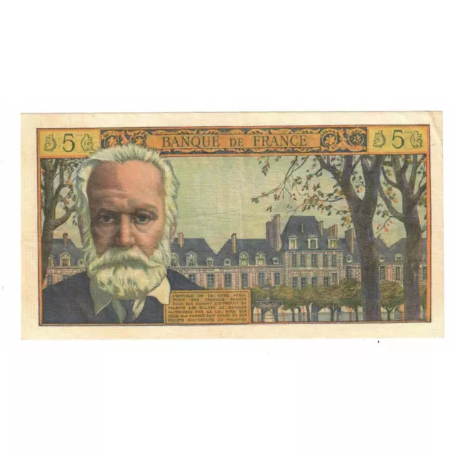 [#332327] France, 5 Nouveaux Francs, Victor Hugo, 1959, O.17, AU, Fayette:56.03 2