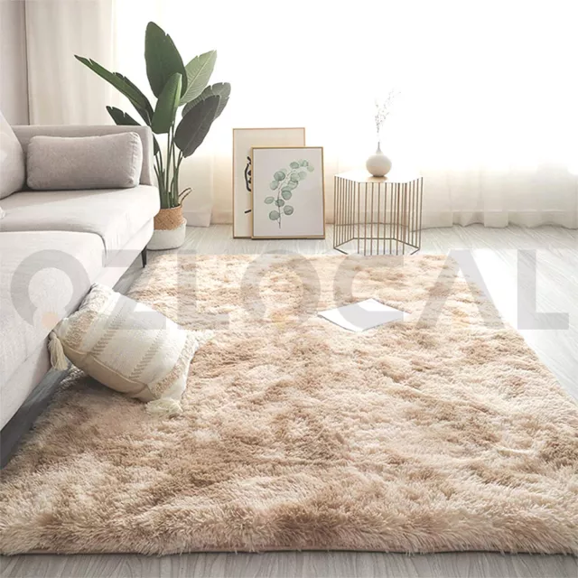 Floor Rug Rugs Fluffy Area Carpet Shaggy Soft Pads Living Room Bedroom Khaki Mat