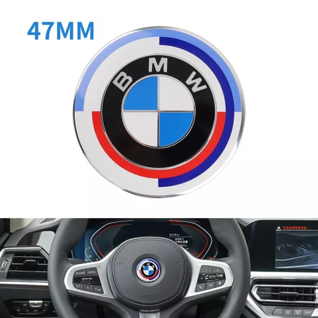 47MM Für BMW 1 3 5er 50 Jahre M Abzeichen Lenkrad Emblem Badge Kappen Logo NEU