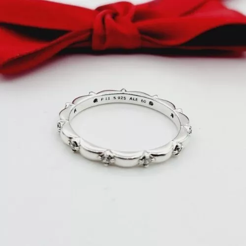 Pandora silver cz flower on sale petals band ring