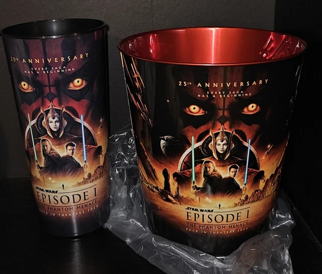 CINEMARK 25TH STAR Wars Episode 1 Phantom Menace Tin Popcorn Bucket Cup