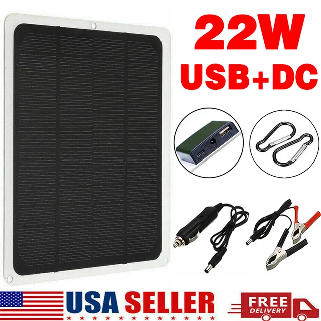 22W SOLAR PANEL 12V Trickle Charger Battery Charger Kit Maintainer Boat