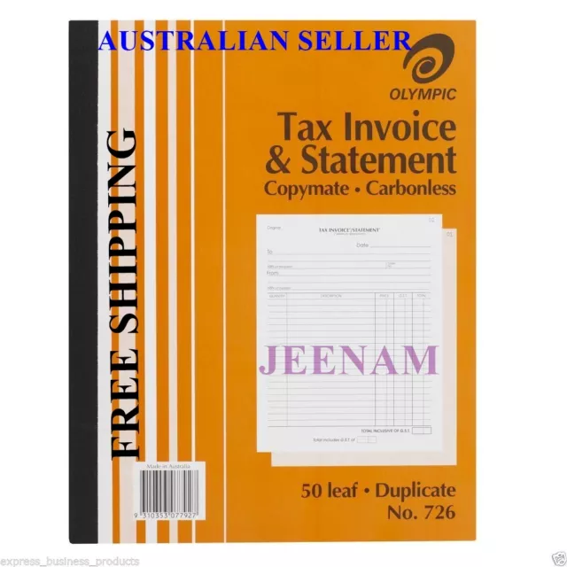 Olympic NO 726 Duplicate Tax Invoice & Statement Book 50 Leaf 250x200mm