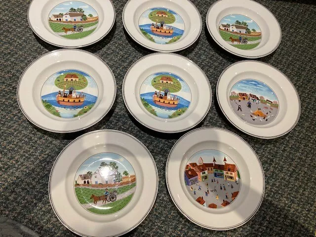 Villeroy Boch Naif Folk Art Laplau  Porcelain Soup Bowls