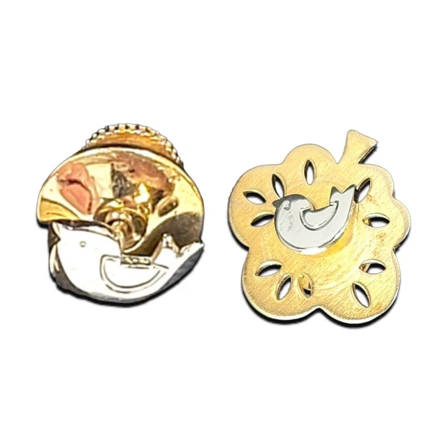 Avon Easter Bird Tree Lapel Pin Two in One Gold and Silver Tone Spring Vintage