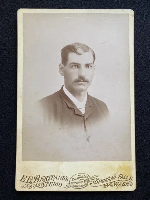 Antique Spokane Washington WA Handsome Man Cabinet Photo Card