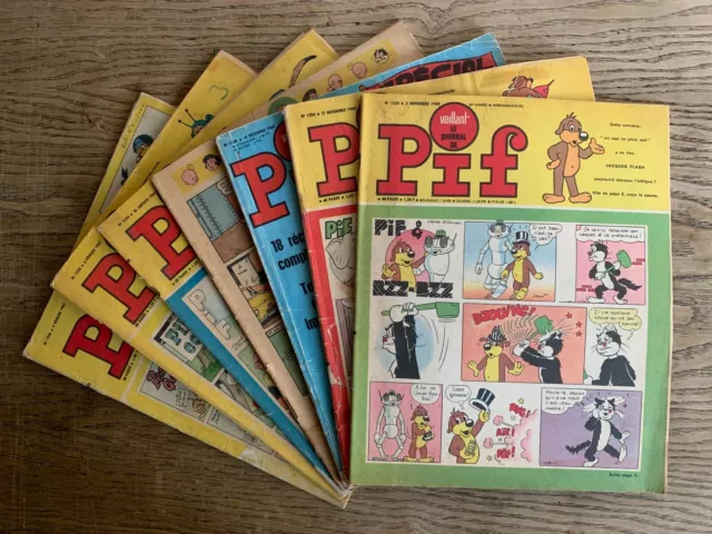 Vaillant le journal de Pif 7 pièces N°1222-1236 Hebdomadaire -1968/69