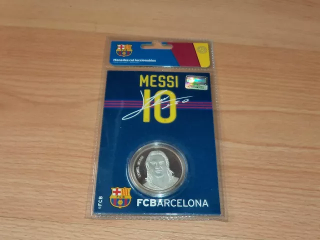 Moneda - Medalla metalica  baño de plata : Leo Messi , FC Barcelona , a estrenar