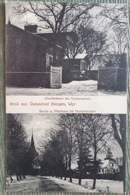 Ak Steegen (Stegna). Oberförsterei bei Mondenschein, 1915. Westpommern Danzig